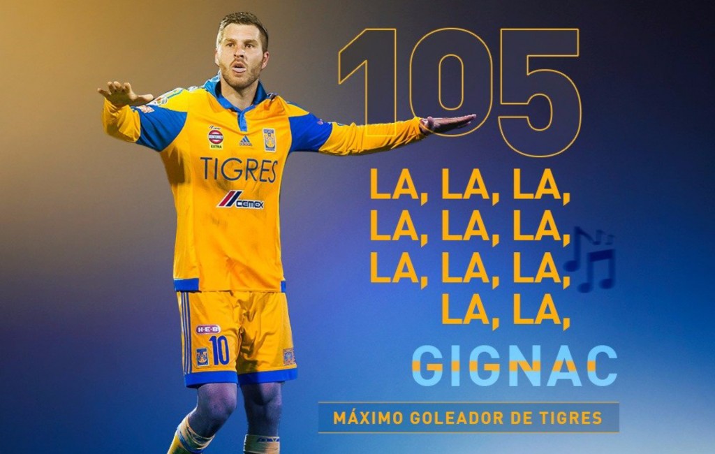 El póster conmemorativo de Tigres para festejar el récord de Gignac (Foto: Tigres UANL)