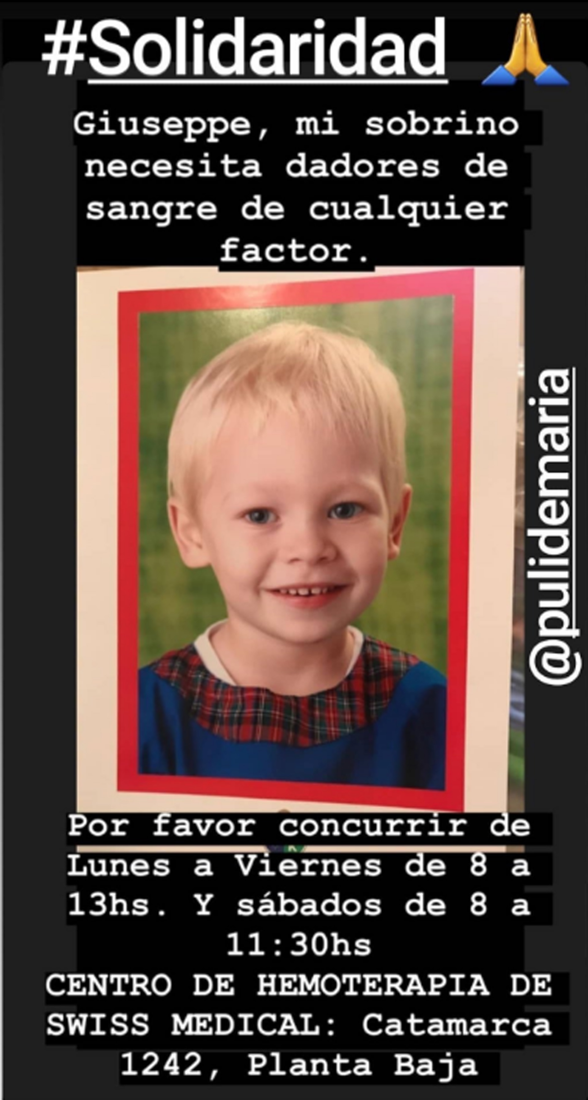 El pedido de Puli, por su sobrino Giuseppe (Instagram)