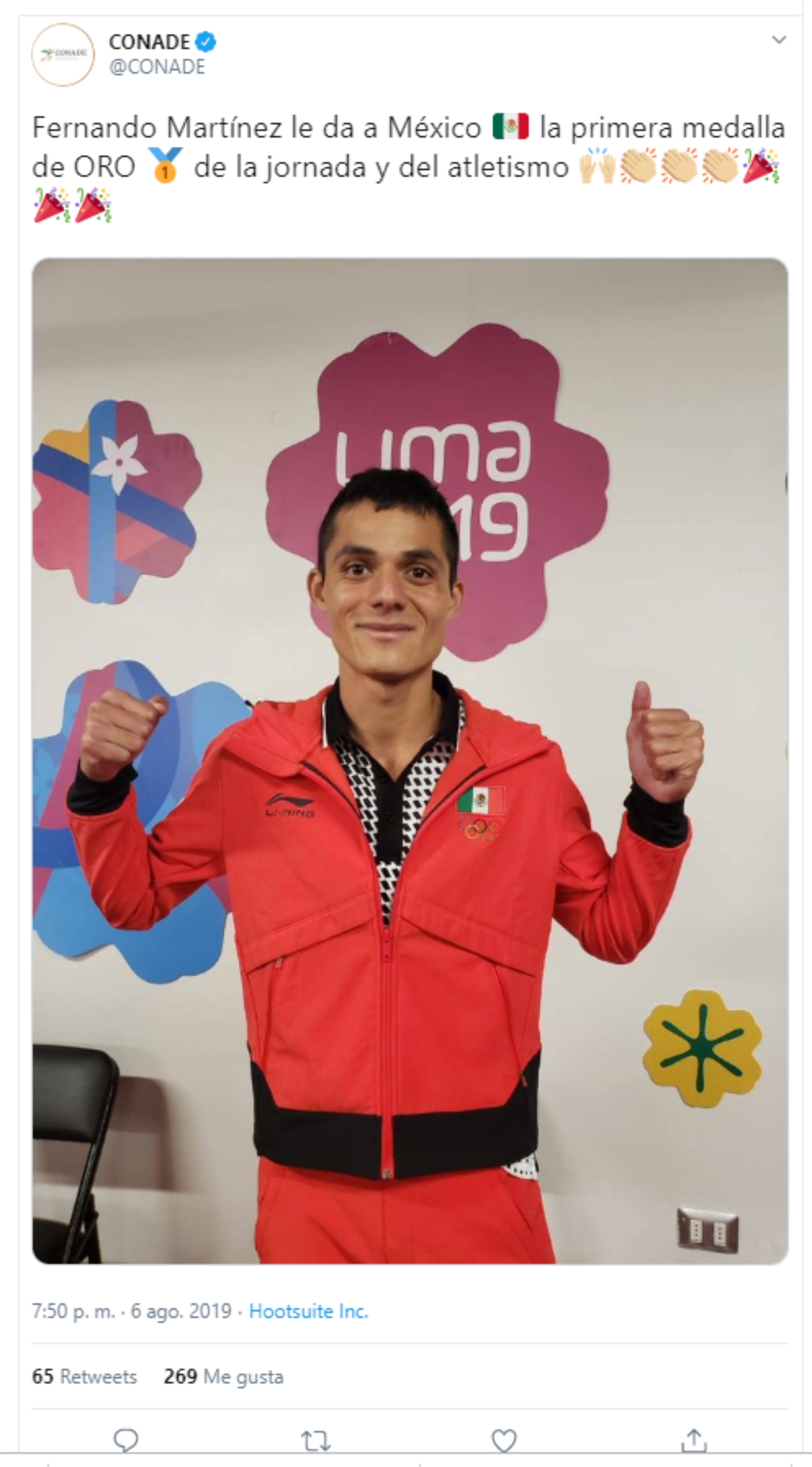 El primer oro para México de la jornada fue en 5.000 metros (Foto: Captura de pantalla de Twitter)