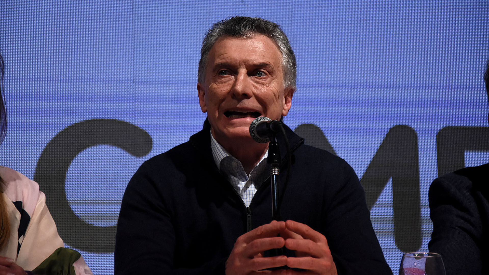 Mauricio Macri durante la conferencia de prensa en Costa Salguero (Nicolas Stulberg)