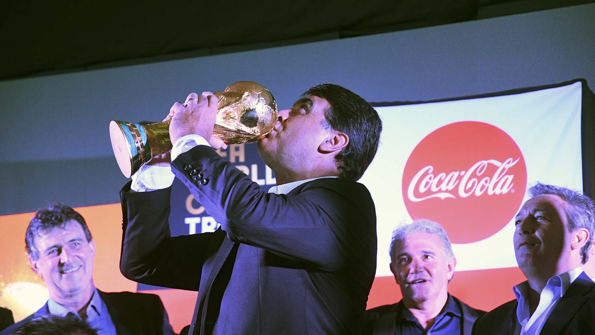 Télam 29/03/2018 Buenos Aires: El ‘Tata’ José Luis Brown , durante la presentación del Tour de la Copa del Mundo de la FIFATM de Coca-Cola realizada en el predio de la Afa en Ezeiza, del que participaron varios ex jugadores de las distintas selecciones de Argentina. (Foto: Gustavo Amarelle/ LZ)