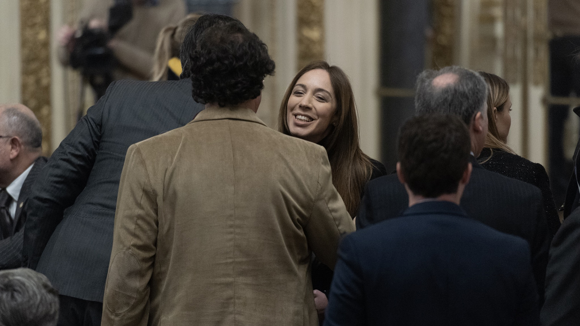 María Eugenia Vidal en el salón Blanco de la Rosada antes de la jura de Hernán Lacunza