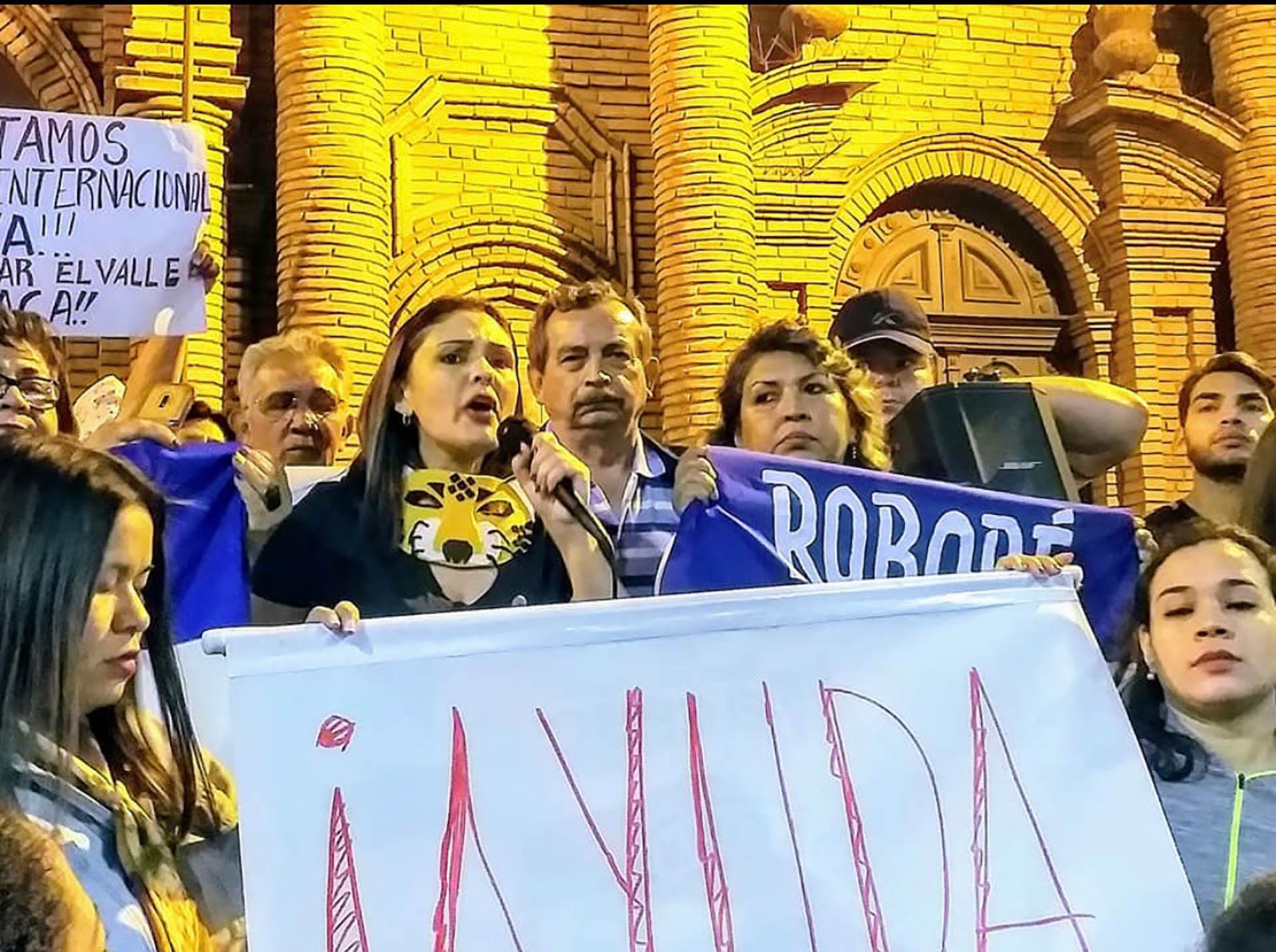 Plataformas ambientales en una marcha de protesta por los incendios en Santa Cruz, el martes en la noche