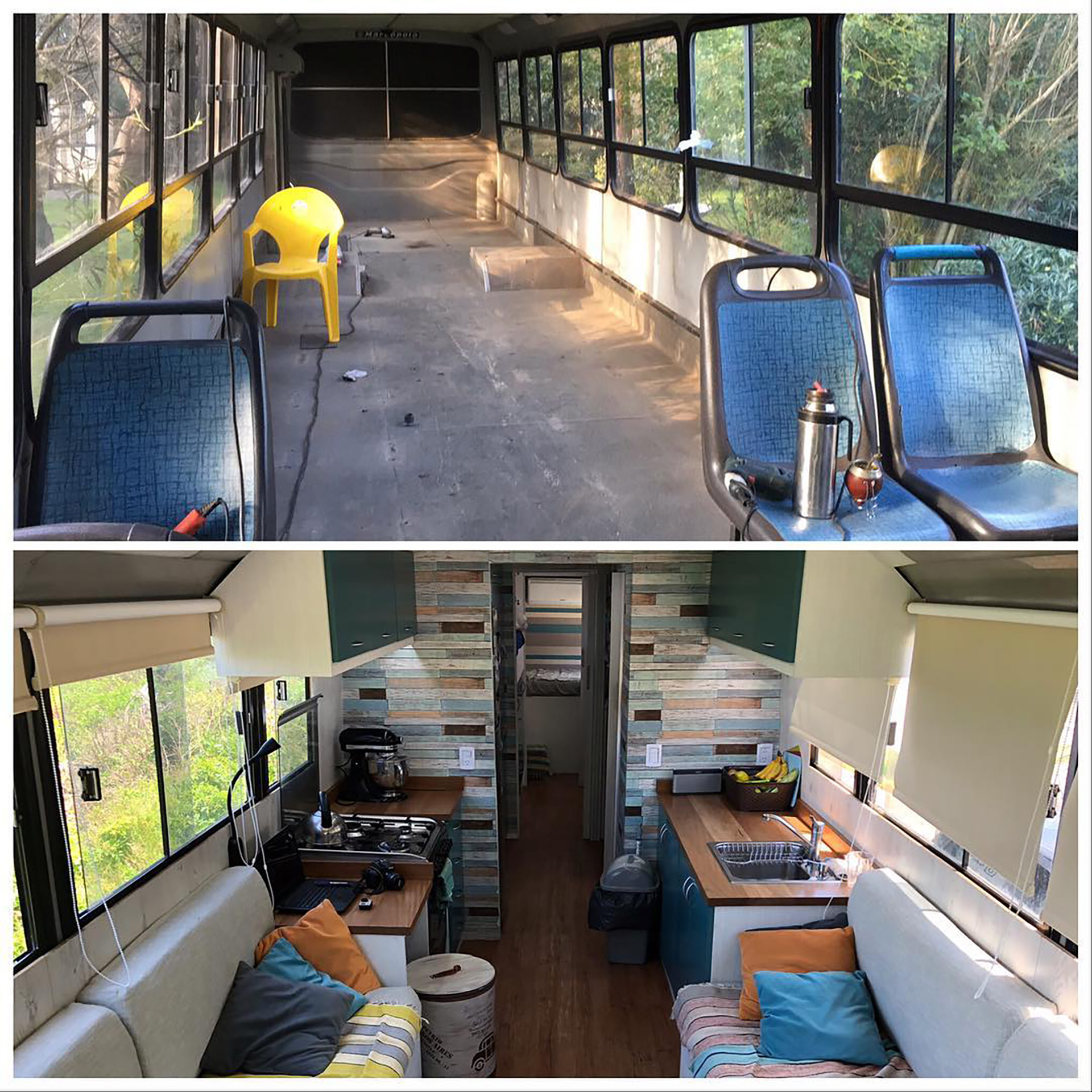 Los Percivaldi transformaron un colectivo de línea en su actual hogar (@almundoenfamilia)