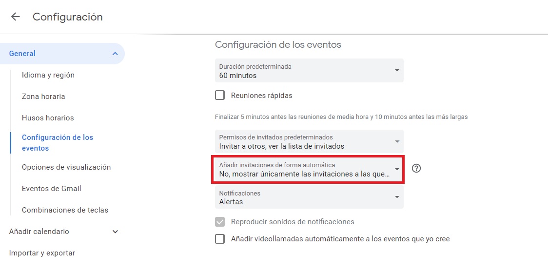 Elegir la opción que dice: “No, mostrar solamente las invitaciones a las que he respondido”.