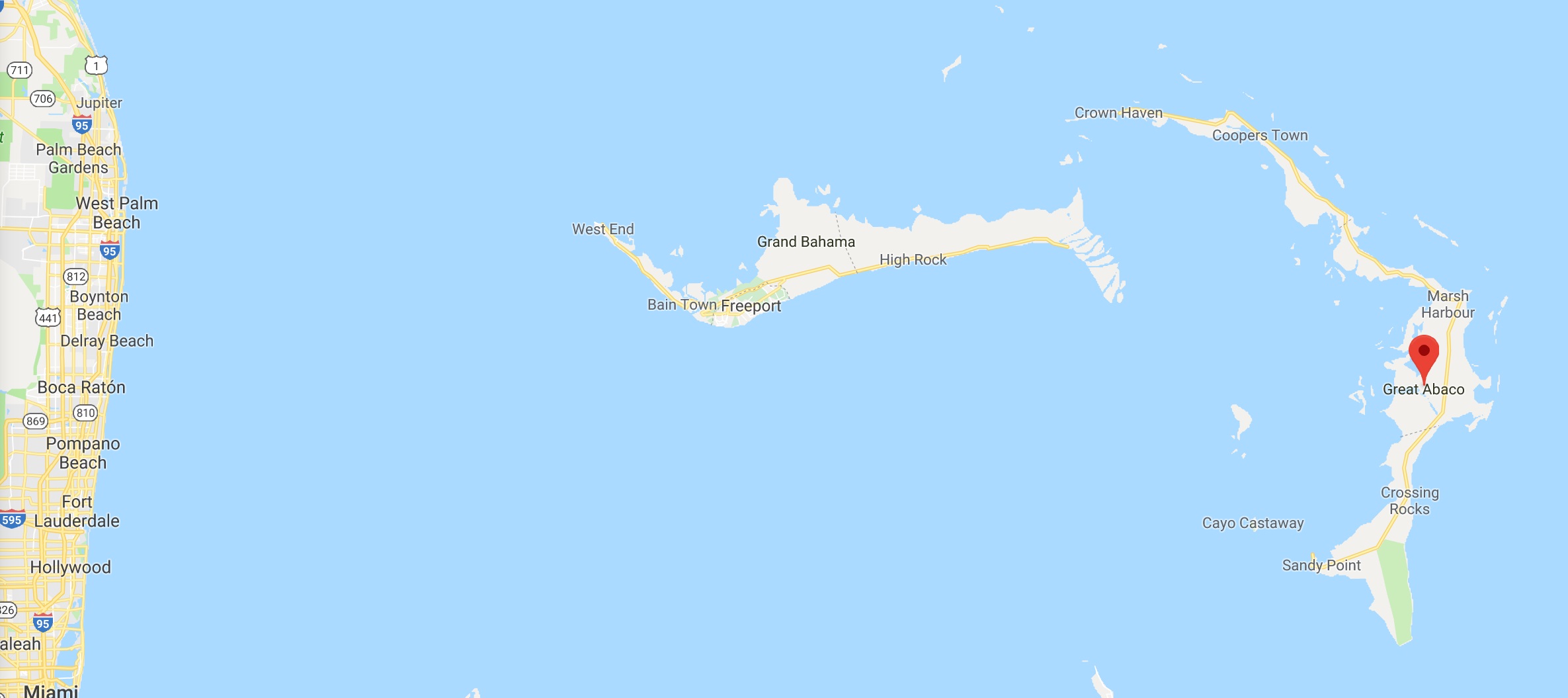 Islas Ábaco, primer lugar que golpeará Dorian (Foto: Google Maps)