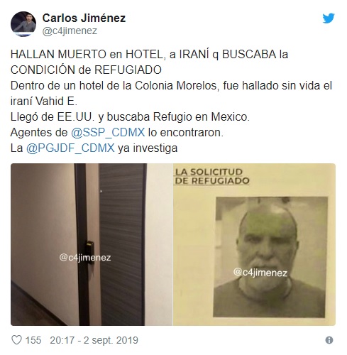 irani muerto cdmx hotel vahid