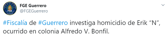 La Fiscalía anunció el homicidio del fotógrafo el pasado miércoles en Acapulco, Guerrero (Foto: Twitter/ FGEFGuerrero)