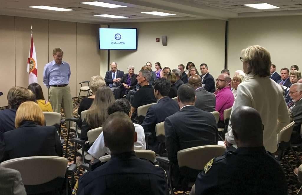 U.S. Sen. Bill Nelson speaks at a twn hall meeting held Friday at the Pinellas Suncoast Transit Authority headquarters in St. Petersburg. [JOSH SOLOMON | Times]