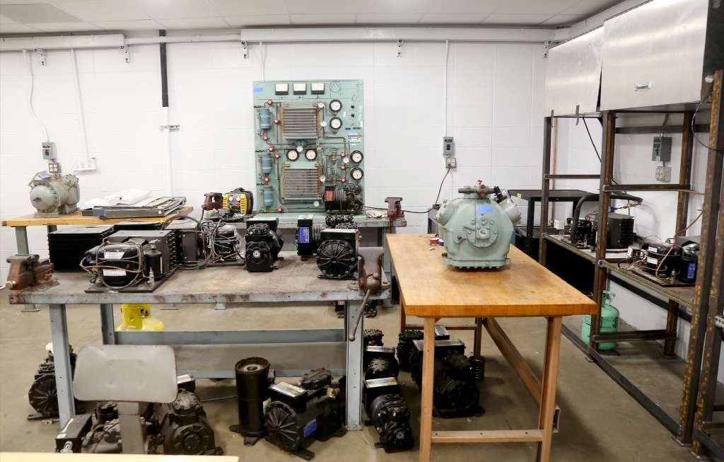 HVAC equipment sits in a classroom that hosts training for apprentices who received CareerSource credit cards. [DOUGLAS R. CLIFFORD | Times]