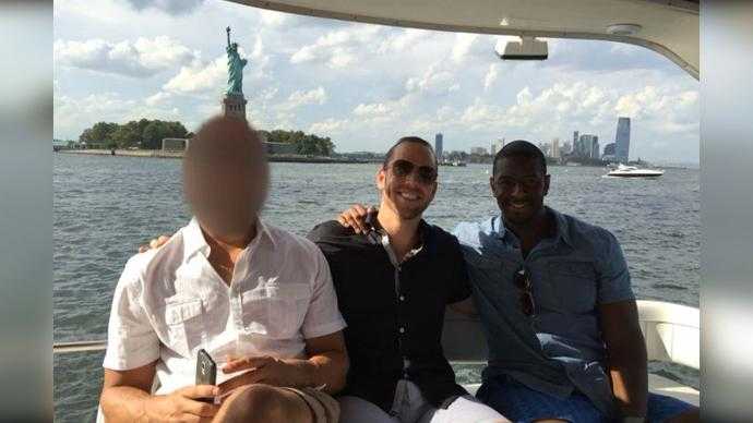 "Mike Miller", an undercover FBI agent, developer Adam Corey, and Tallahassee Mayor Andrew Gillum in New York City in 2016. [WCTV]