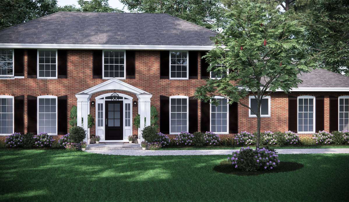 Design project for Red brick colonial: Front Portico Addition in United ...