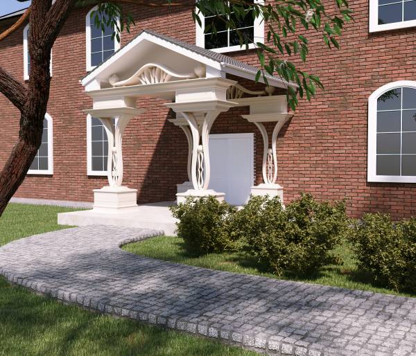 Design project for Red brick colonial: Front Portico Addition in United ...