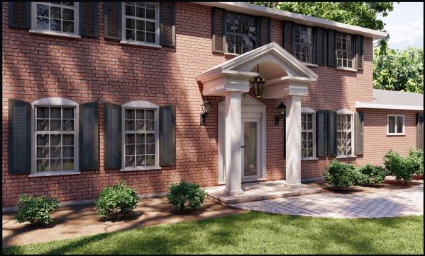 Design project for Red brick colonial: Front Portico Addition in United ...