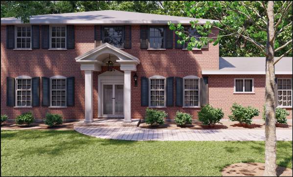Design project for Red brick colonial: Front Portico Addition in United ...