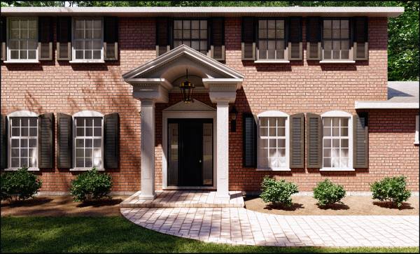 Design project for Red brick colonial: Front Portico Addition in United ...