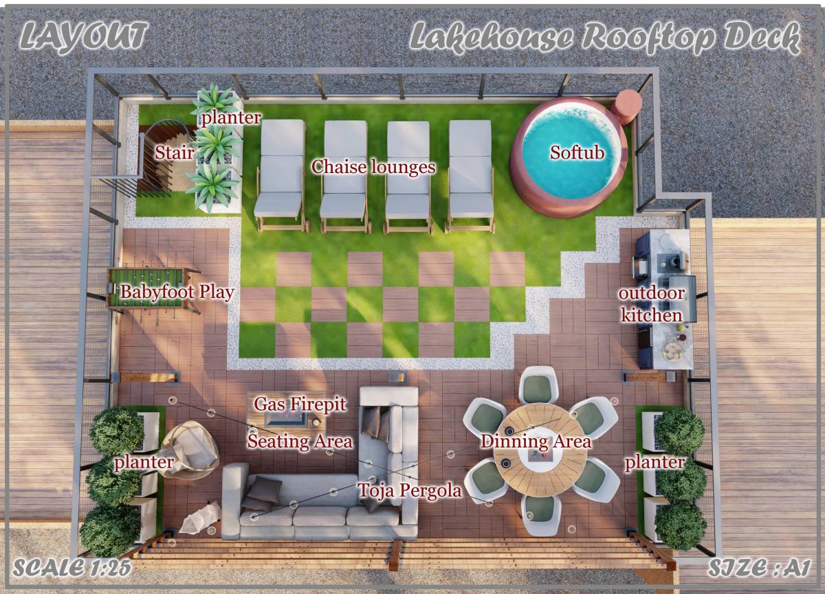 Design project for Lakehouse Rooftop Deck in United States | Arcbazar