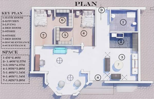 Multiple Rooms تم التصميم بواسطةAhmed Abdul Sayed - Redesign Apartment ...