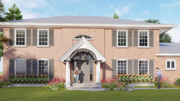 Design project for Red brick colonial: Front Portico Addition in United ...