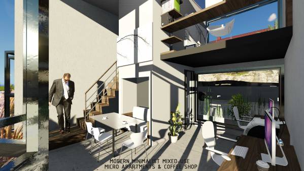 Design project for Minimalist Modern Mixed Use-Small Work/Live units ...