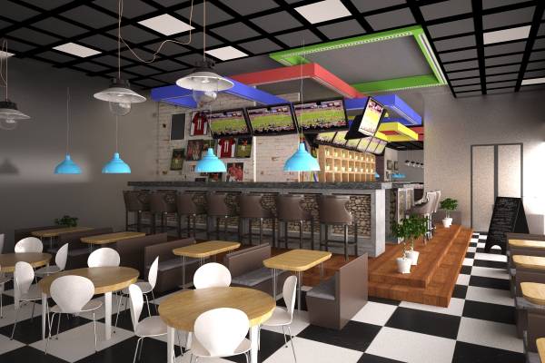 Design project for sports bar/restaurant and a boba tea house interior ...