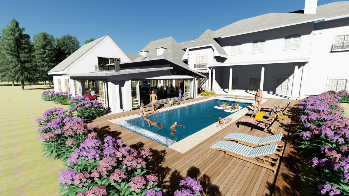 Design project for New addition to existing back porch with fireplace ...