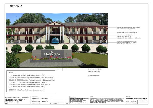 Design project for Southern style inn - color scheme and simple ...
