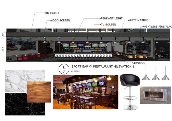 Design project for sports bar/restaurant and a boba tea house interior ...