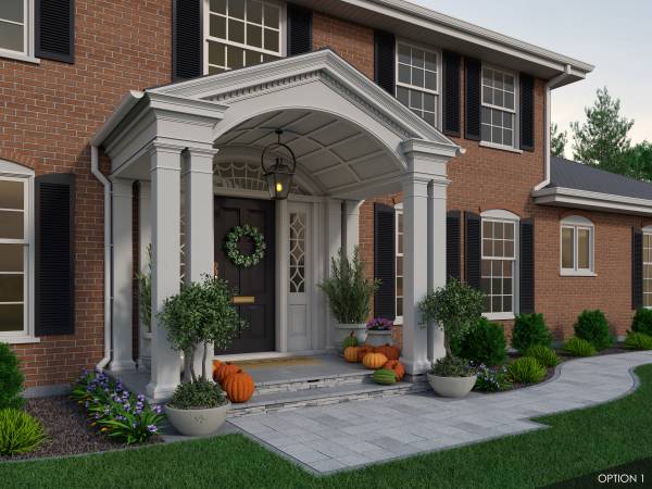 Design project for Red brick colonial: Front Portico Addition in United ...
