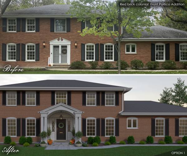 Design project for Red brick colonial: Front Portico Addition in United ...