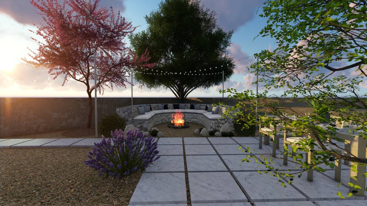 Jardín Delantero/Patio Trasero Diseñado porAnonymous - Boho coastal  minimalist backyard for entertaining, kid and dog friendly - US | Arcbazar, image size:1200x675