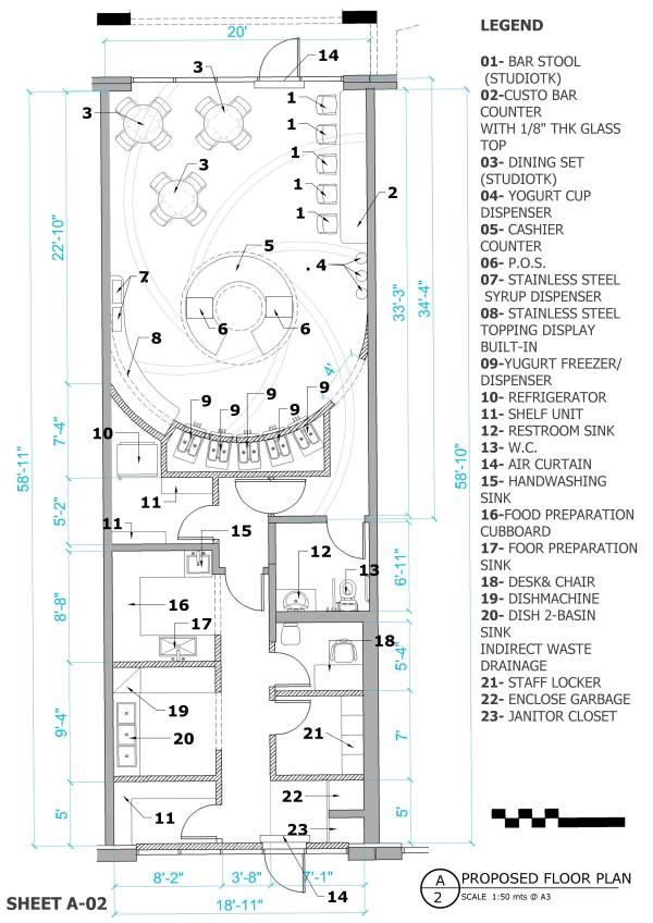 Design project for Frozen Yogurt Shop Design & Permit Drawings in United States Arcbazar