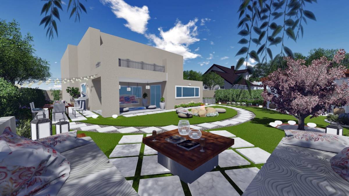 Jardín Delantero/Patio Trasero Diseñado porAnonymous - Boho coastal  minimalist backyard for entertaining, kid and dog friendly - US | Arcbazar, image size:1200x675