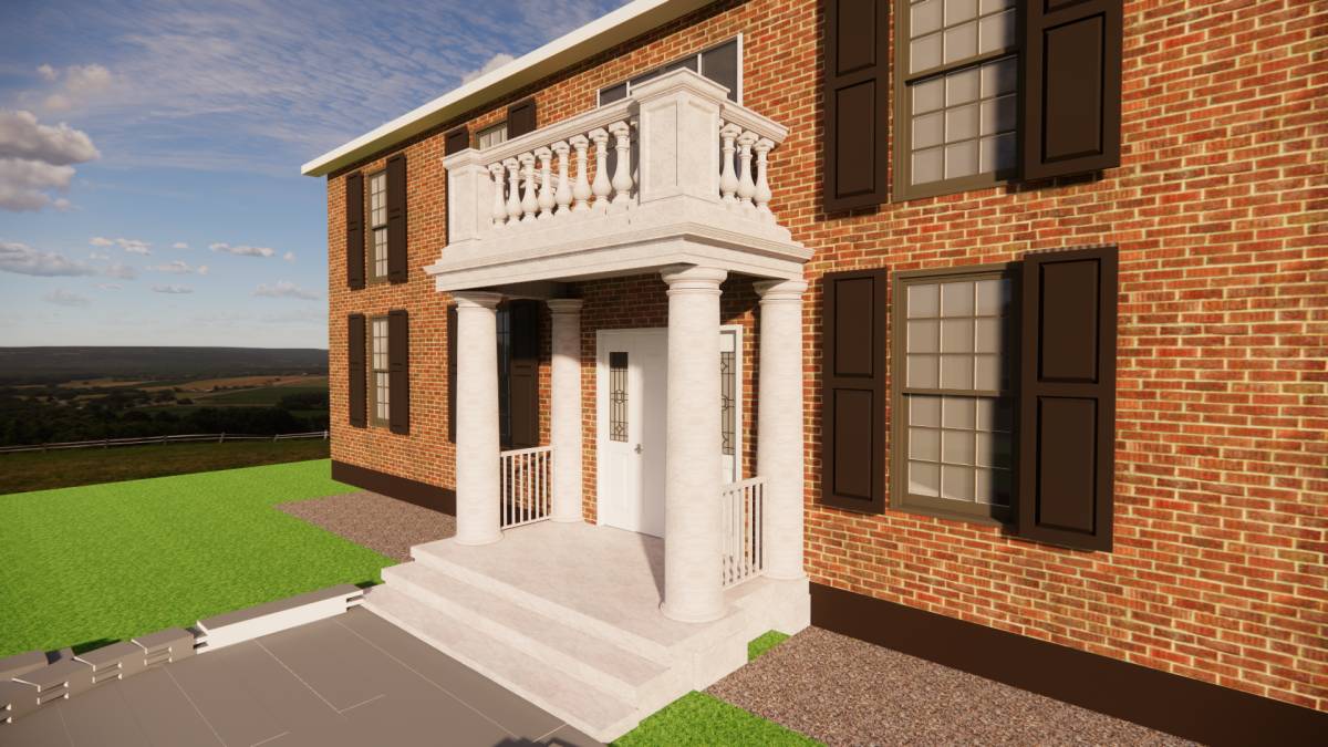 Design project for Red brick colonial: Front Portico Addition in United ...