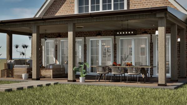 Design project for New addition to existing back porch with fireplace ...