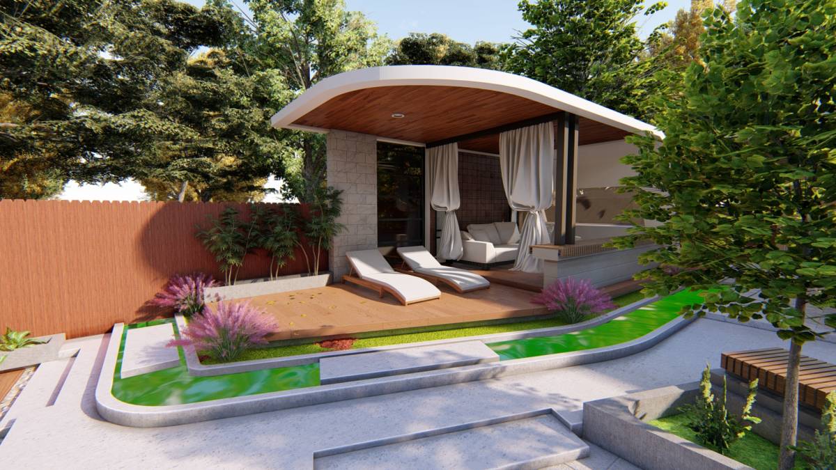 Jardín Delantero/Patio Trasero Diseñado porSabahattin - Luxury Backyard In  The Making - US | Arcbazar, image size:1200x675