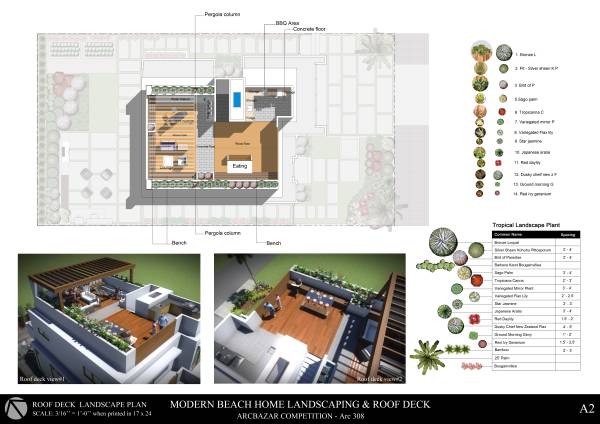 Design project for Modern Beach Home Landscaping & Roof Deck in United ...
