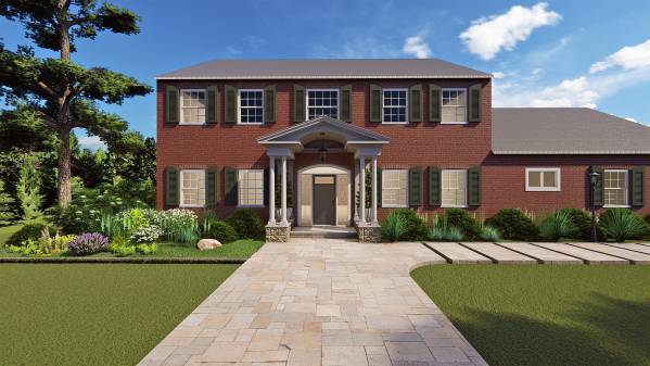 Design project for Red brick colonial: Front Portico Addition in United ...