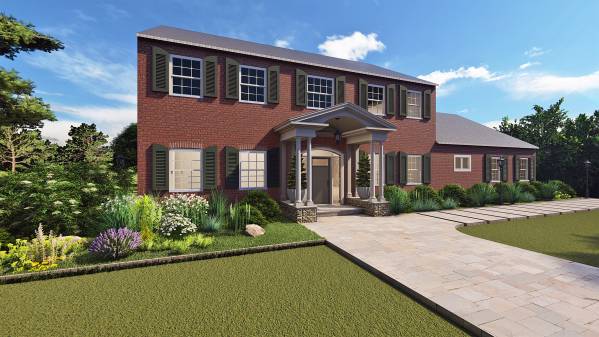 Design project for Red brick colonial: Front Portico Addition in United ...