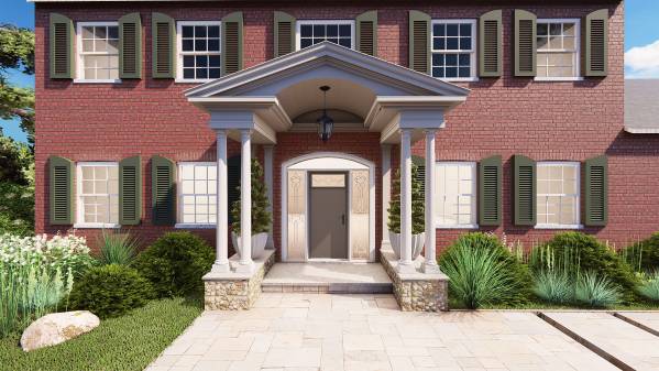 Design project for Red brick colonial: Front Portico Addition in United ...