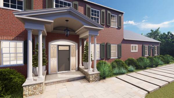 Design project for Red brick colonial: Front Portico Addition in United ...