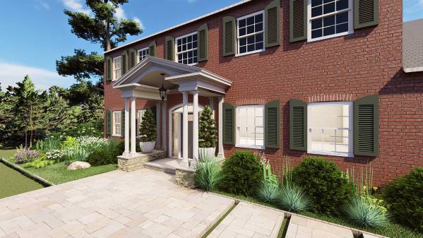 Design project for Red brick colonial: Front Portico Addition in United ...