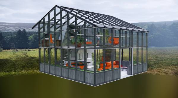 Design project for Earth Sheltered atrium with post footing living ...
