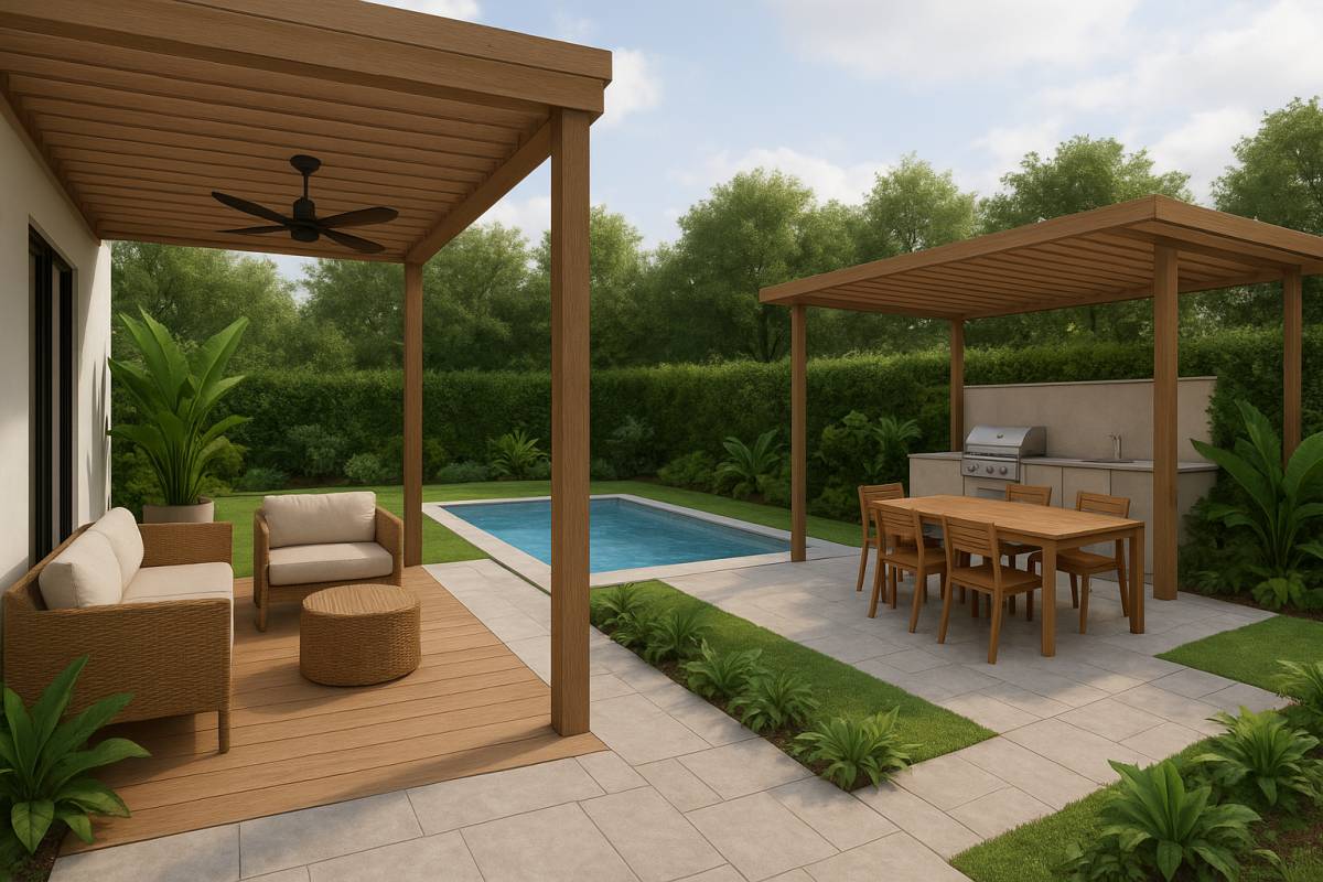 Design project for New addition to existing back porch with fireplace ...