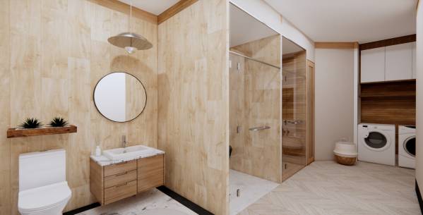 Design project for Amazing Modern Zen Basement with golf course water ...