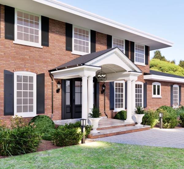 Design project for Red brick colonial: Front Portico Addition in United ...