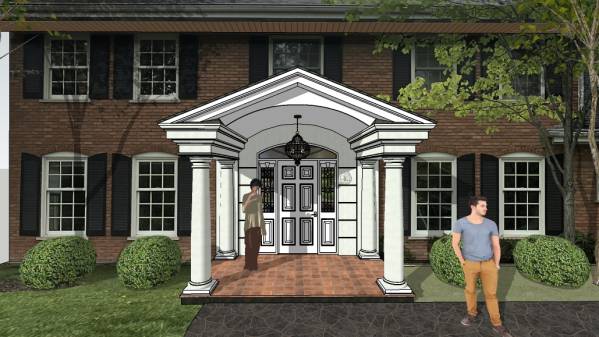 Design project for Red brick colonial: Front Portico Addition in United ...