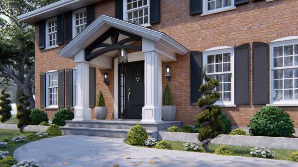 Design project for Red brick colonial: Front Portico Addition in United ...