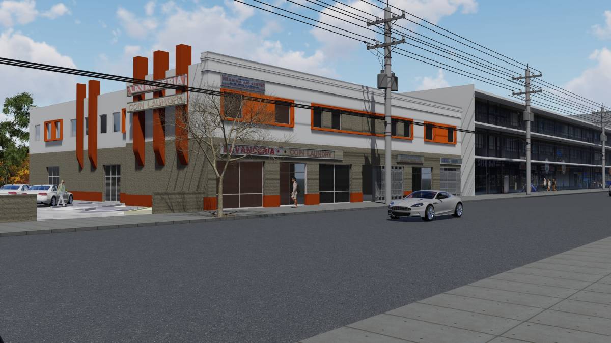 Design project for 2 story brick with stucco over storefront and ...