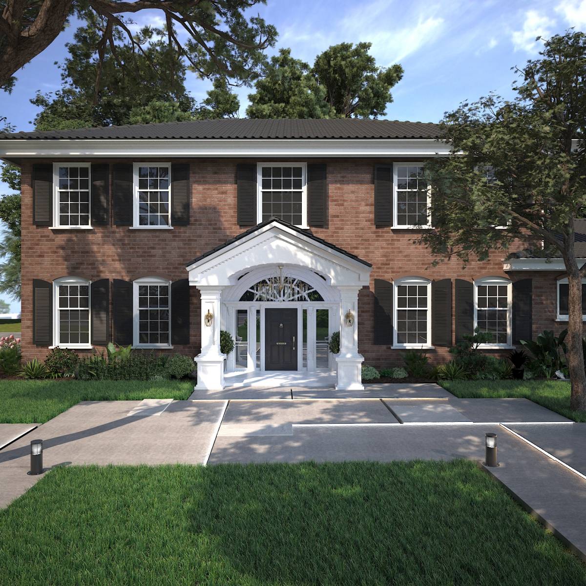 Design project for Red brick colonial: Front Portico Addition in United ...